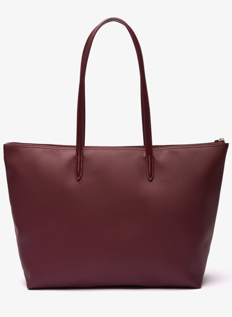 Lacoste Women's L12.12 Concept Versatile Large Claret Red Zip Shoulder Tote Handbag | L34 × H30 × D14cm - Image 4